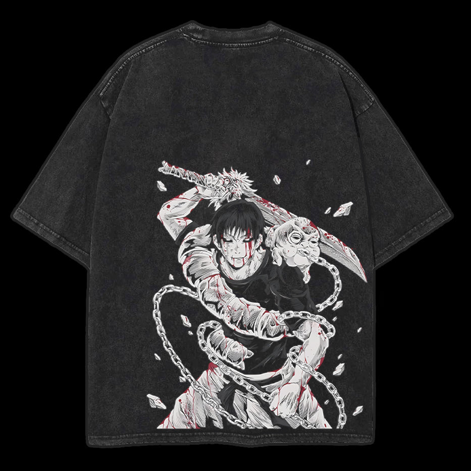 "Toji" Jujutsu Kaisen Unisex Vintage Anime Wash Tee [MMU] - Image 2
